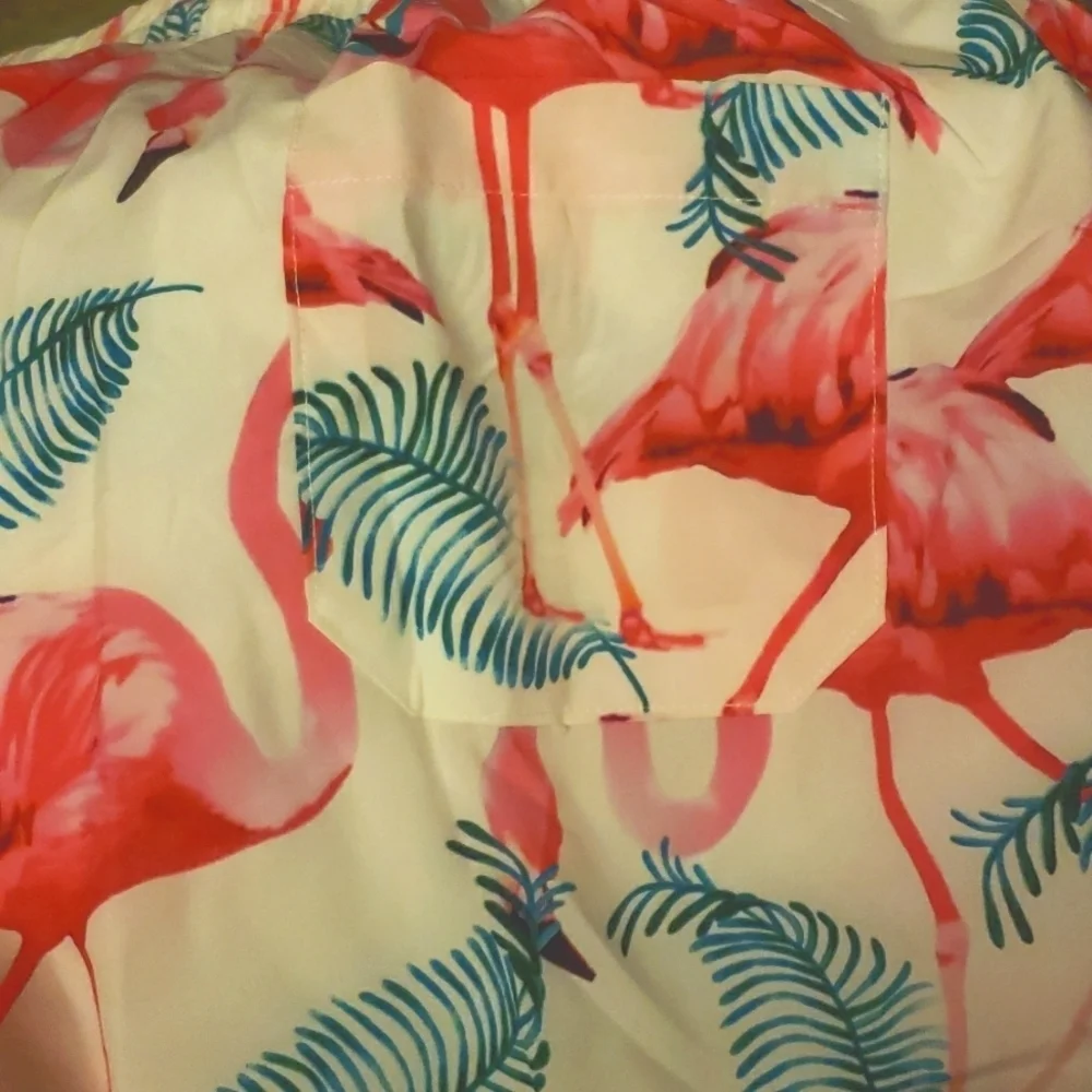 MCEDAR 2 Piece Flamingo Print Short Sleeve Hawaiian Shirt Suits Size 4X